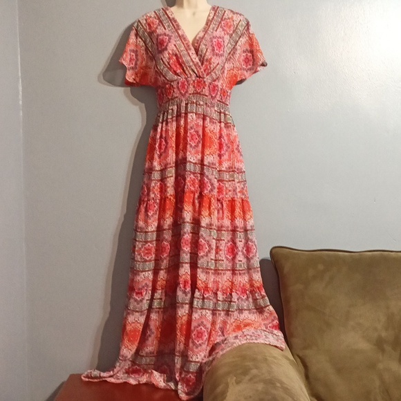 Rabbit, Rabbit, Rabbit designs women's multi color pink maxi dress - Picture 3 of 17